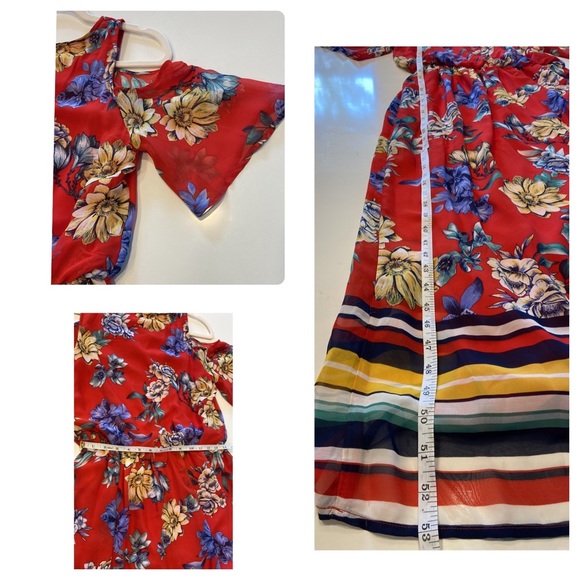 NWOT Tacera Derek Lam 10 Crosby Floral Stripe Cold Shoulder Maxi dress sz 4 EUC - Picture 5 of 16